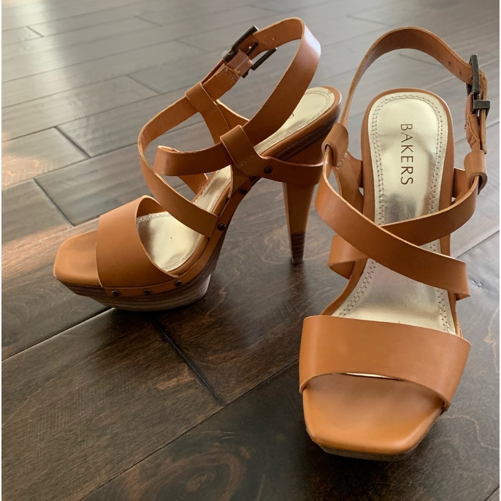 Tan platform heels